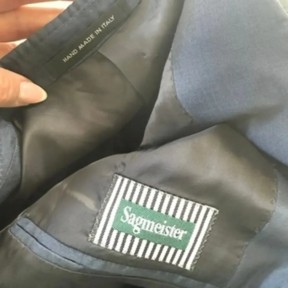 Sagmeister Raffaele Caruso Blazer Navy Silk Handmade‎ Italy Menswear 40 M